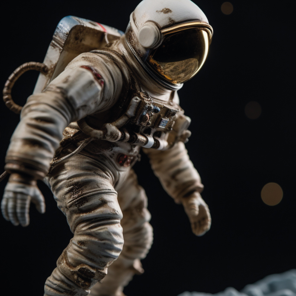 Figurines de trois astronautes